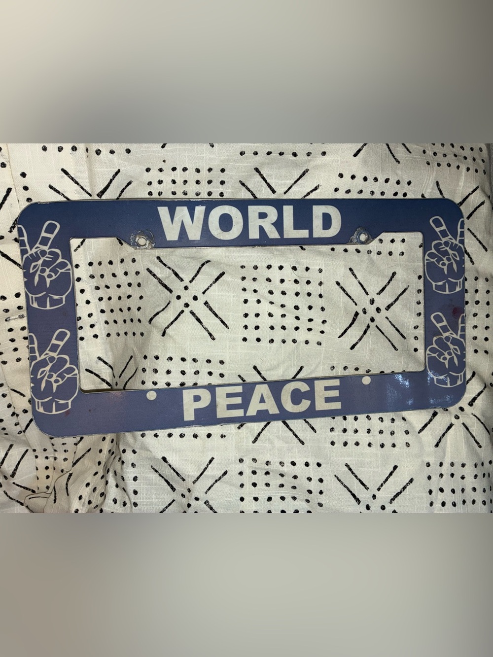 World Peace Metal License Plate Frame